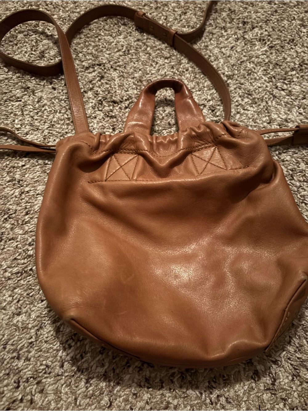 Madewell Tan Leather Drawstring Shoulder Bag